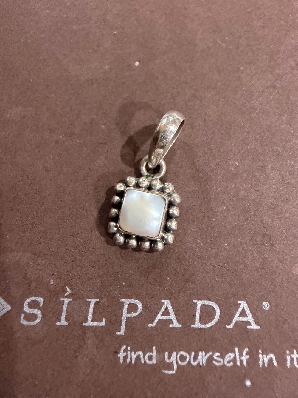 Silpada 925 sterling silver and pearl frame necklace pendant